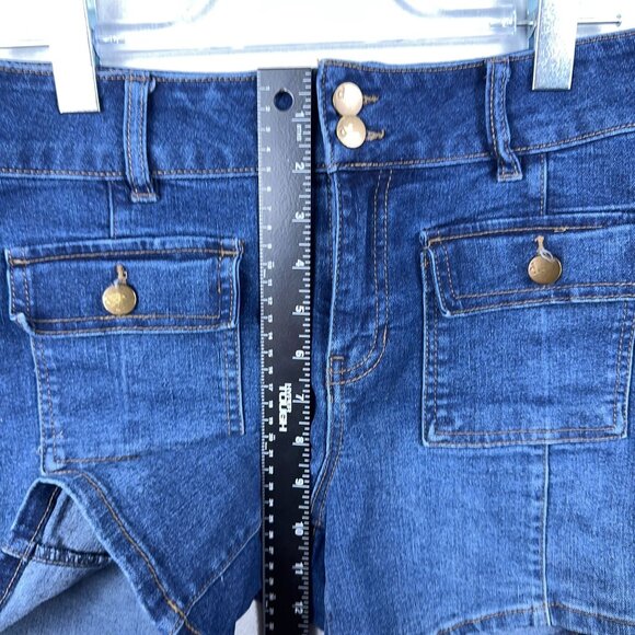 D.Jeans Womens Cargo Shorts Mid Shorts Denim Stretch Pockets Blue Size 6 - Picture 3 of 9